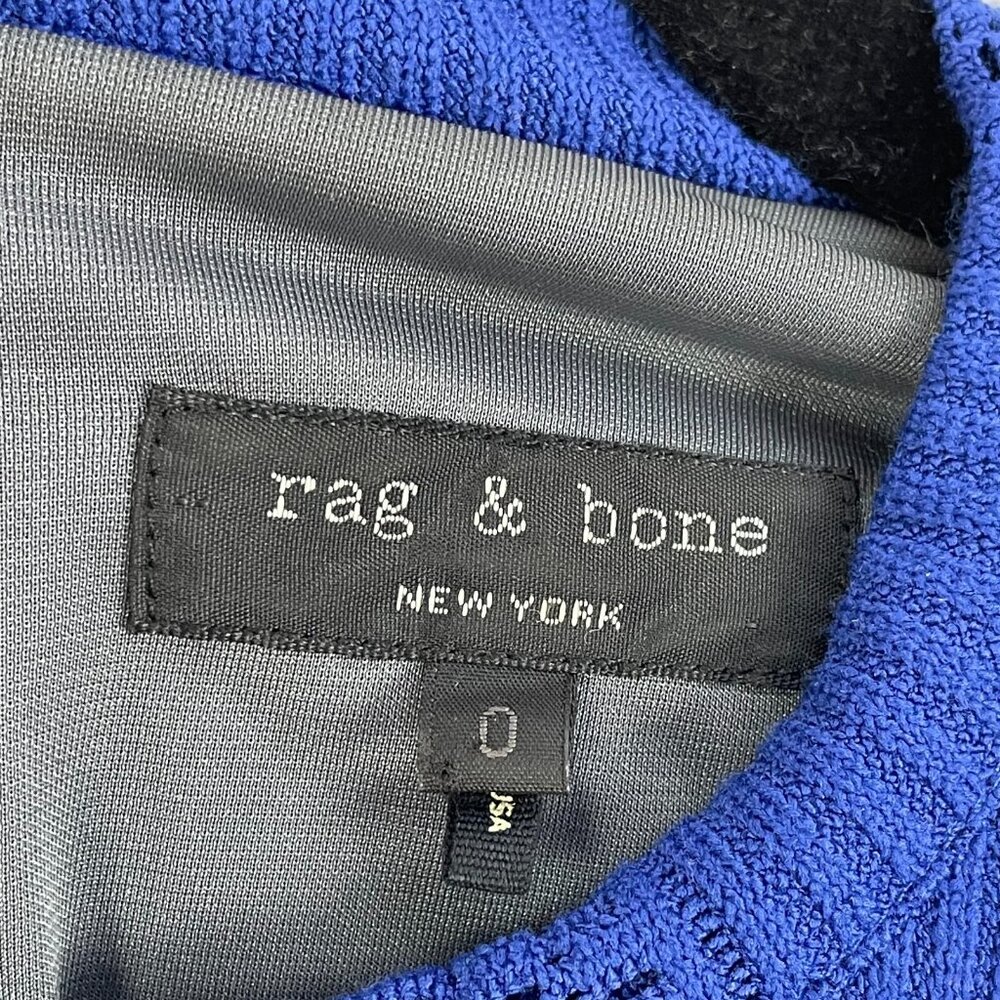 RAG & BONE‎ Womens 0 Elsa Royal Blue Pointelle Knit Dress Bodycon 3/4 Sleeve - Picture 8 of 16